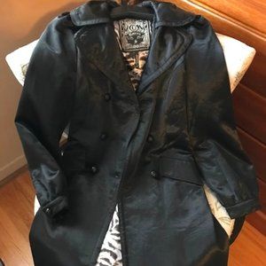 Guess Satin Black Trench Coat - Size Small NWT